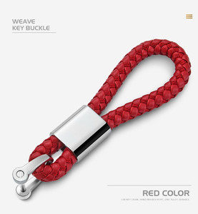 Custom Leather Braided <b>Rope</b> Keychain High Quality Hand-woven PU Leather Pendant with Car Brand LOGO Metal Keychain Wholesale - Product Image 5