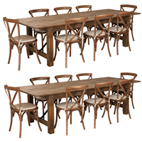 Table de ferme pliante en bois massif robuste pour événements, idéale pour les réceptions en cour d'usine ou les dîners champêtres