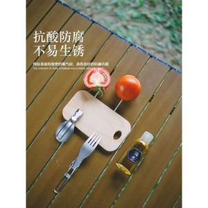 Cuchara plegable de acero inoxidable con mango de gancho, utensilio compacto para acampar, uso portátil al aire libre, diseño plegable - Product Image 2