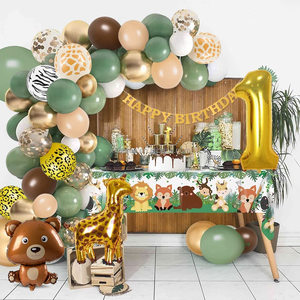 Kit de Décoration Arche Guirlande de Ballons Personnalisée Thème Forêt pour Fête d'<span class=keywords><strong>Anniversaire</strong></span>, Comprenant des Ballons en Latex Vert et Or et des Ballons en Aluminium - Product Image 5