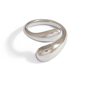 Geometric Stainless Steel <b>Ring</b> Irregular Ellipse Shape Unisex Daily Wear Jewelry - Product Image 5