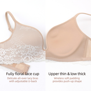 <span class=keywords><strong>Reggiseno</strong></span> PAERLAN all'ingrosso da donna, comodo e sexy, <span class=keywords><strong>senza</strong></span> <span class=keywords><strong>ferretto</strong></span>, per uso quotidiano, push-up per seni piccoli, in pizzo floreale - Product Image 4
