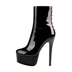 Bottines à plateforme à talon aiguille et bout haut. Cuir verni élégant et confortable. Événements d'été. Allonge les jambes. S'accorder parfaitement. Mise à niveau - Product Image 1