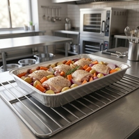 Conteneur en aluminium personnalisé de 3900 ml, 433x216x54 mm, grand format, jetable, rectangulaire, avec couvercle, pour la restauration et le barbecue