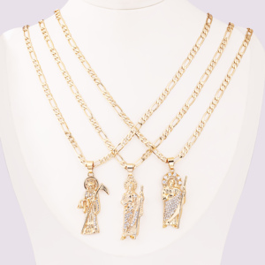 Joyería Religiosa de Oro Laminado de 18k Chapado en Oro con Circón Colgante Católico de la Santa Muerte y Dijes de San Judas Tadeo - Product Image 4