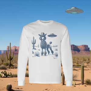 T-shirt a maniche lunghe Poodle Cowboy Ufo con design Western Desert - Product Image 3