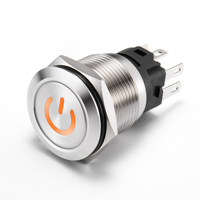 Interrupteur à bouton poussoir LED 12V 5A, maintien marche/arrêt, dôme, étanche IP65, 12mm 16mm 19mm