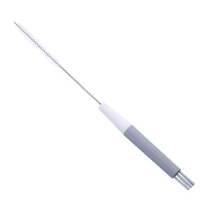Straw Brush For Bottle Cleaning Orange Gray Stainless Steel Small Brush With Soft Bristles For Cup Lid And Straw - Product Image 5