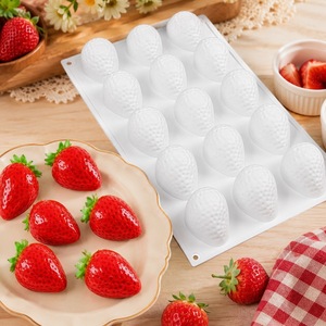 Strawberry <b>Silicone</b> Mousse Mold 15 Cavity Realistic Fruit Shape <b>Baking</b> Cake Mold For Dessert Chocolate Making - Product Image 1