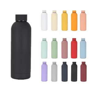 500/750ml Soft Touch Double Wall Stainless Steel 304 Insulated Tumbler Travel Sports Water Bottle With Bamboo Lid
