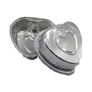 RE3G Contenedor de papel de aluminio desechable de grado alimenticio Caja de comida colorida horneada para llevar en forma de corazón con tapa - Product Image 2
