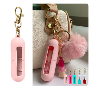 Thời Trang <span class=keywords><strong>Silicone</strong></span> Son Môi Chủ Với Keychain Bảo Vệ Bìa Chống Xước Lip Balm Lưu Trữ Di Động Cho Nhà Trường Du Lịch - Product Image 3
