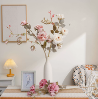 Fleur artificielle réaliste de style européen Dye Feiou Moon Rose, décoration d'intérieur, fleur artificielle murale pour mariage, centre de table du Nouvel An