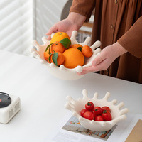 Corbeille à fruits et plateau de rangement bleu pour la maison, style nordique simple, pour table basse de salon, idéal pour les collations et bonbons, modèle à motif uni, pour l'export.