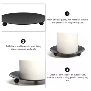 Outil de cire mate en gros en métal simple et élégant plateau noir plaque de <span class=keywords><strong>bougie</strong></span> <span class=keywords><strong>ronde</strong></span> - Product Image 4