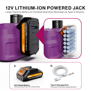 رافعة هيدروليكية كهربائية محمولة سريعة تعمل بالبطارية 12 فولت مع تحكم عن بعد لاسلكي، قدرة 5 طن وارتفاع 53 سم، مع طقم مفتاح ربط وإضاءة LED لرفع السيارات - Product Image 5