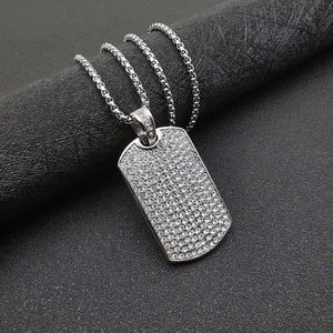 yunnique Hip Hop Style Stainless Steel Gold Plated Full Diamond Rectangular Pendant Necklace For Men - Product Image 2