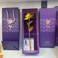 Hot 24k Or Rose Fleur Avec Boîte Cadeau De Luxe Excellente Idée Cadeau pour Maman Femmes Cadeaux D'anniversaire Artificielle Golden Rose