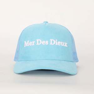 Gorra de camionero de gamuza azul cielo de 5 paneles clásicos personalizados de alta calidad, gorra de malla para exteriores, logotipo bordado, Gorras deportivas al por mayor para exteriores - Product Image 2