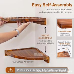 Solid wood corner storage <b>rack</b> for entryway, condiments, <b>kitchen</b>, bathroom, and multi-tiered home storage <b>rack</b> - Product Image 4