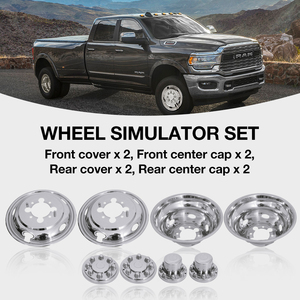 Simuladores de rueda doble de acero inoxidable de <span class=keywords><strong>17</strong></span> ", perno en la cubierta de la rueda con <span class=keywords><strong>tapacubos</strong></span> centrales extraíbles para 03-21Dodge Ram 3500 - Product Image 6