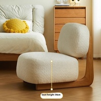 Fauteuil modulaire moderne Wabi-Sabi en tissu Alpaca, chaise sectionnelle autoportante à dossier unique en éponge et bois massif pour salon
