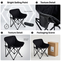 Chaise longue pliante d'extérieur avec siège en tissu, structure à jambes croisées, dossier haut et poche de rangement