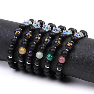 Kingcome-Bracelets Malachite, améthyste, cheveux en cristal, 8MM, perles de pierre naturelle, mauvais yeux, 12 <span class=keywords><strong>Horoscope</strong></span>, signe <span class=keywords><strong>du</strong></span> zodiaque - Product Image 5