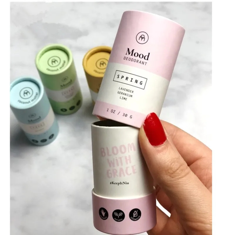 Sustainable-living Eco Empty Plain Cylinder Push Up Paper Tube Packaging Custom Logo Printing Color Size For Lip Balm Deodorant