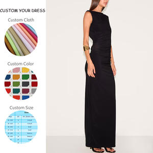 OEM New Arrival da donna <span class=keywords><strong>Casual</strong></span> senza maniche <span class=keywords><strong>con</strong></span> <span class=keywords><strong>spacco</strong></span> sul retro a pieghe <span class=keywords><strong>vestito</strong></span> attillato Sexy aderente <span class=keywords><strong>lungo</strong></span> Maxi abito di tendenza - Product Image 2