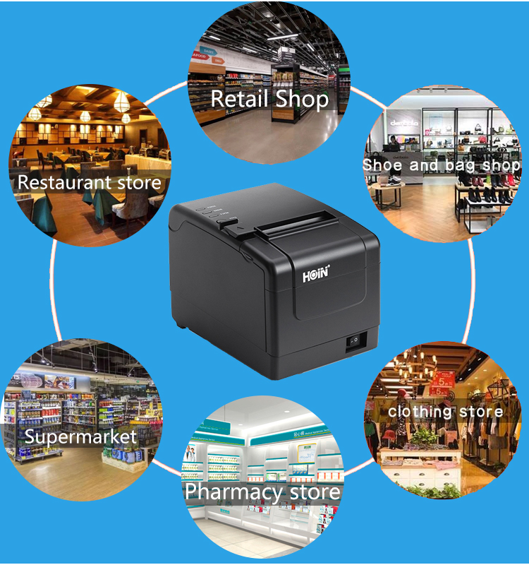 Hoin Latest Designed Thermal Receipt Printer 80mm Black and White with High Performance HOP-H806