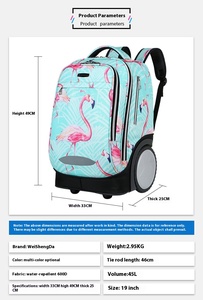 Sac <span class=keywords><strong>à</strong></span> dos <span class=keywords><strong>à</strong></span> <span class=keywords><strong>roulettes</strong></span> Bunnyfly, grandes roues, imperméable, grande capacité, doublure en polyester Oxford pour étudiants - Product Image 3