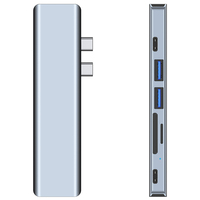 Meilleur Vente 7 dans 1 USB 3.1 Type C Port Pro Hub Adaptateur En Aluminium USB Hub Splitter Double Carte Slots Carte Lecteur pour MacBook Pro