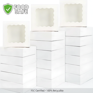 Cajas Plegables Personalizadas para Pastelería con Ventana - Cajas para Cupcakes, Donuts y Postres <span class=keywords><strong>de</strong></span> 4x4x2.5 Pulgadas, Cajas <span class=keywords><strong>de</strong></span> Panadería Recicladas <span class=keywords><strong>de</strong></span> Grado Alimenticio - Product Image 1