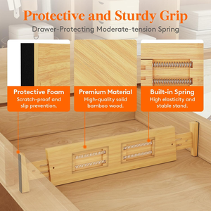 Diviseurs de tiroirs en bambou, lot de 5, organisation extensible pour vêtements, armoires, commodes, naturel - Product Image 3