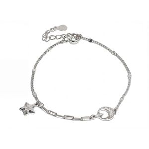 Bracelet avec pendentif étoile et lune en argent Sterling S925, bijoux romantiques frais en argent pour femmes, cadeau d'anniversaire pour les déplacements quotidiens - Product Image 1