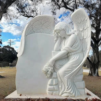 Pierre tombale de style européen faite à la main pour tombe, monument funéraire personnalisé en granit avec motif ange, pierres tombales et monuments en marbre