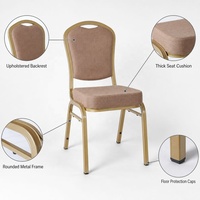 Chaise de banquet rembourrée moderne avec structure métallique, siège pour salle à manger d'hôtel et réunions, couleur personnalisable, mobilier événementiel