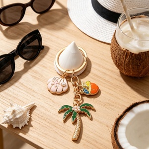 Porte-clés Plage Tropicale Palmier Coquillage Étoile <span class=keywords><strong>de</strong></span> Mer Émail Breloque <span class=keywords><strong>Sac</strong></span> Vacances d'Été Souvenir Voyage Femme Cadeau - Product Image 3