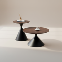 Tables basses style crème, métal, nordique, moderne, minimaliste, plateau rond en bois massif, table d'appoint pour salon, ensemble pour petit appartement