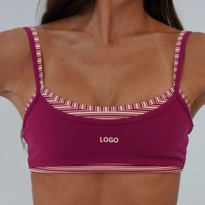 <span class=keywords><strong>Reggiseno</strong></span> <span class=keywords><strong>Sportivo</strong></span> da Donna OEM Personalizzato con Collo Quadrato, Strisce a Contrasto, Spalline Sottili Regolabili, Morbidissimo e Elasticizzato in Quattro Direzioni per Yoga e Fitness - Product Image 1
