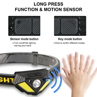 Motion Sensor LED Headlamp 6 Modes Dual COB Side Light Red SOS USB Rechargeable Indicator Camping Running