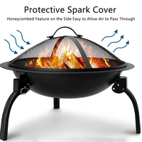 Foyer portable le plus vendu avec pieds pliables pour le camping en plein air avec couvercle d'étincelle et bâton de feu, pot de feu pour plusieurs personnes