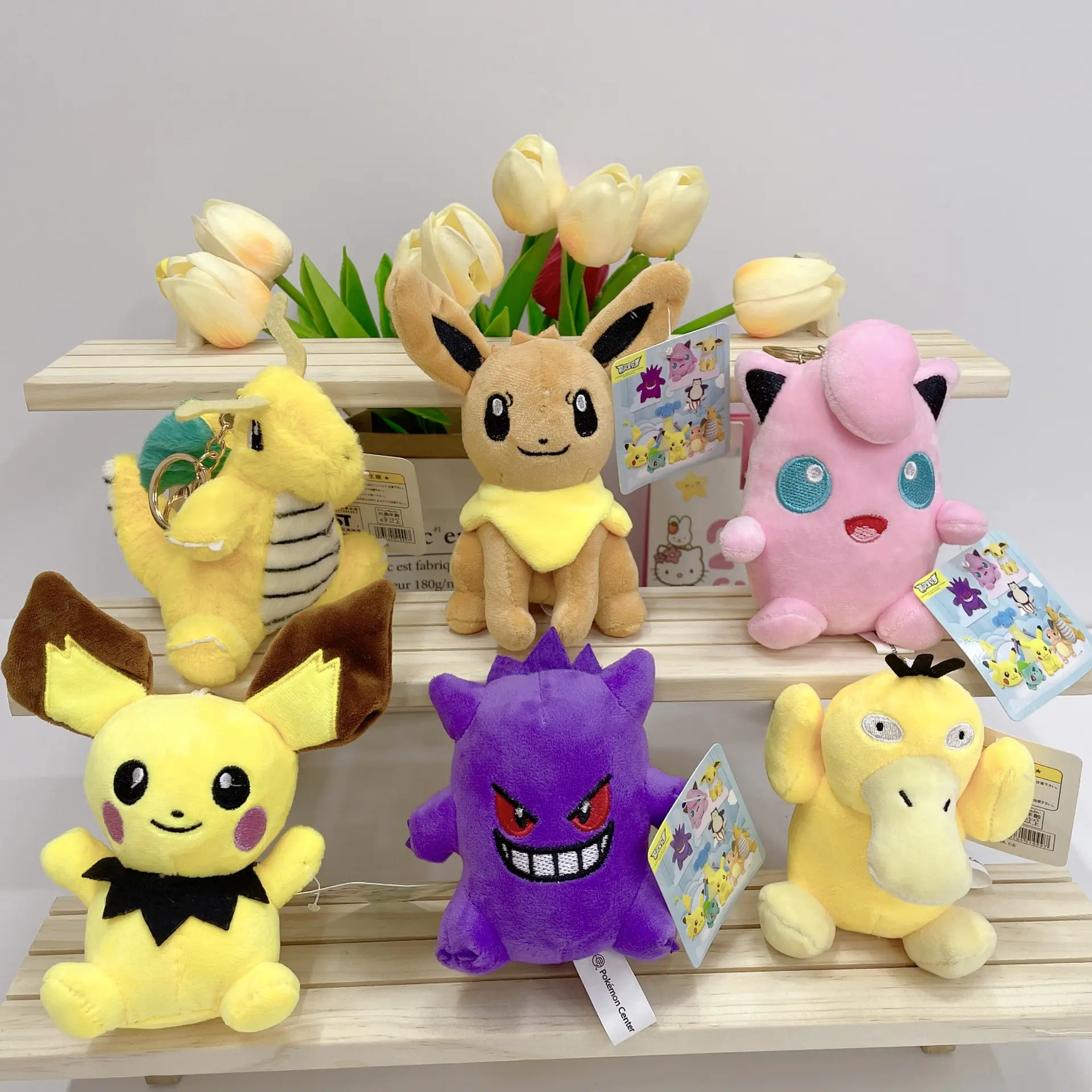 Mainan mewah Pokemon 12cm liontin lucu Pok mon mainan anak gantungan kunci gantungan kunci boneka binatang Pikachu boneka anak hadiah