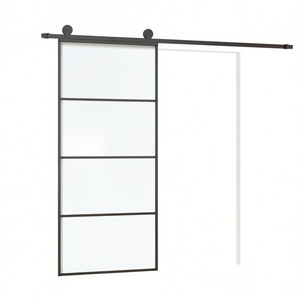Porte coulissante en aluminium noir et verre dépoli ESG 35,4 x 80,7 Design intérieur minimaliste - Product Image 1