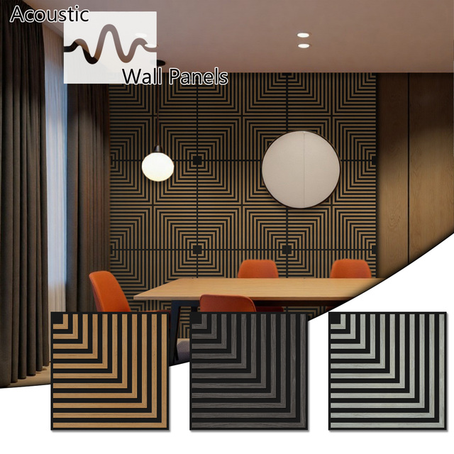 Modern DIY Akupanel Melamine Veneer Decoration Polyester Fiber Wood Strip Sound Absorbing Board Acoustic Art Panel