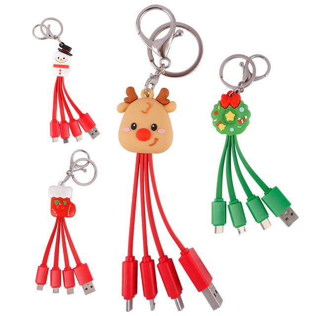 Kids Christmas Gift 3in1 Charging Cable Multi Ports Mobile Phone USb 3 in 1 Charging Cable
