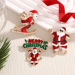 <b>Christmas</b> Brooches Alloy Snowman Reindeer Bell Santa Decorations Unisex Fashion Accessory - Product Image 3