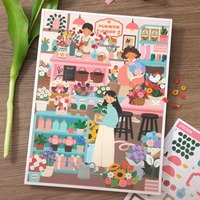 Lot de 3 autocollants numériques pour enfants, scènes mignonnes, immersives et anti-stress, autocollants DIY