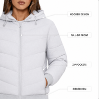 Veste matelassée à capuche pour femme, personnalisée ODM/OEM, manteau d'hiver rembourré, avec poignets côtelés, vêtement d'extérieur décontracté pour femme